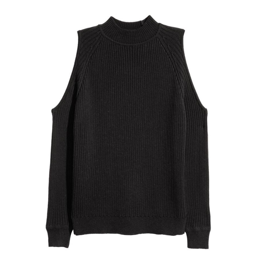 Cold-Shoulder Ribbed Knit Sweater - Picture 2 of 4